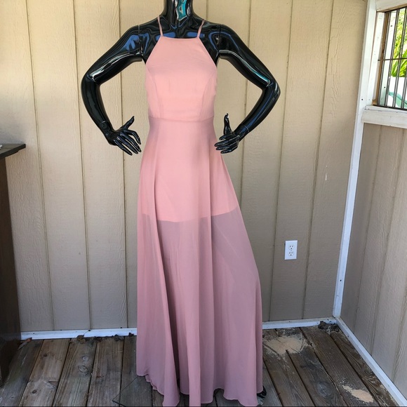 Windsor Dresses & Skirts - Windsor Taupe Sheer Backless Maxi Dress